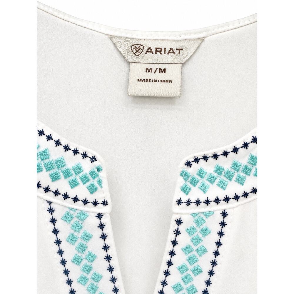 Ariat Callie Blouse Wns Medium Coconut Milk Embroidered Western Boho Cowgirl - Picture 9 of 13